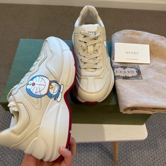 SOLD!!- GUCCI X DORAEMON RHYTON SNEAKER - IVORY-SIZE 36(6)- NEW WITH BOX - Picture 6 of 14